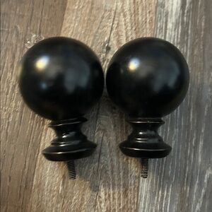 2 Black Wood 2-1/4" Round Ball Newel Post Finial Drapery Tie Back Pair HG100